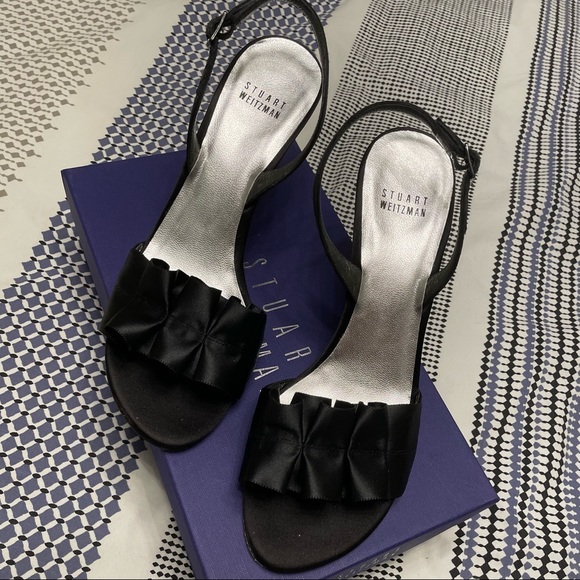 Stuart Weitzman Shoes - Stuart Weitzman LouLou Black Satin Heels
